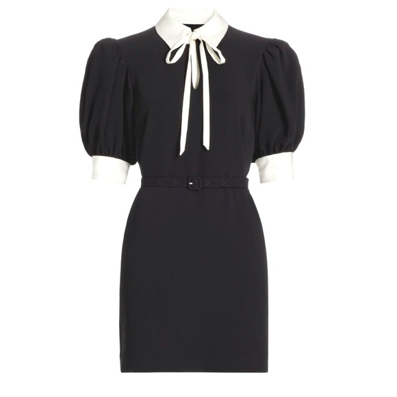 Cinq à Sept Sabelle Tieneck Short Puff Sleeve Tux Style Sheath Mini Dress Size 6 - Picture 10 of 15